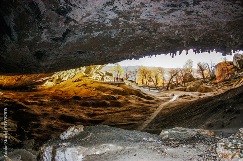 Inside the Mylodon Cave,  Chilean Patagonia. photo