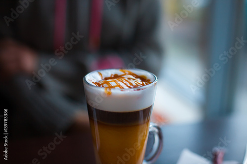 Mug with makiato.