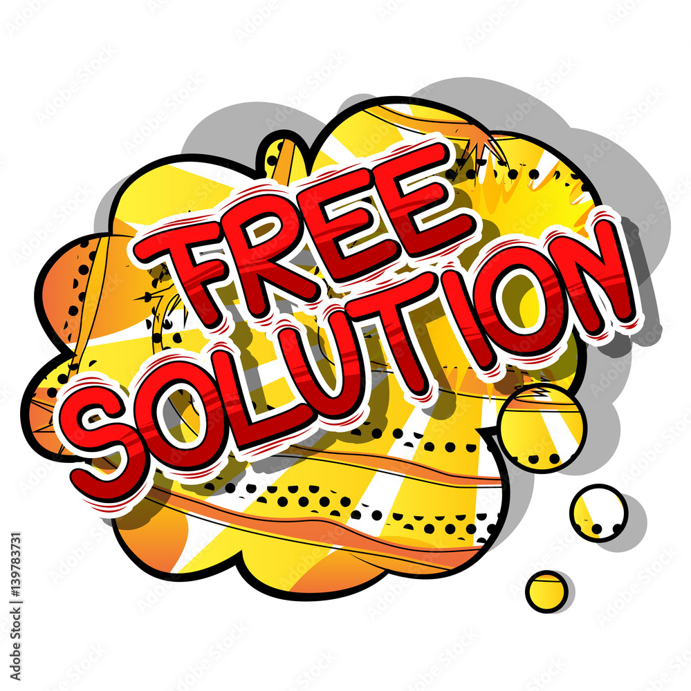 Free Solution - Comic book style word on abstract background.