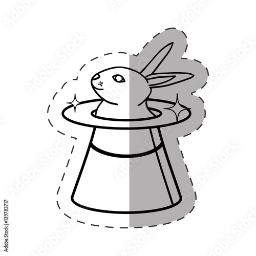 magician hat with rabbit cut line vector illustration eps 10