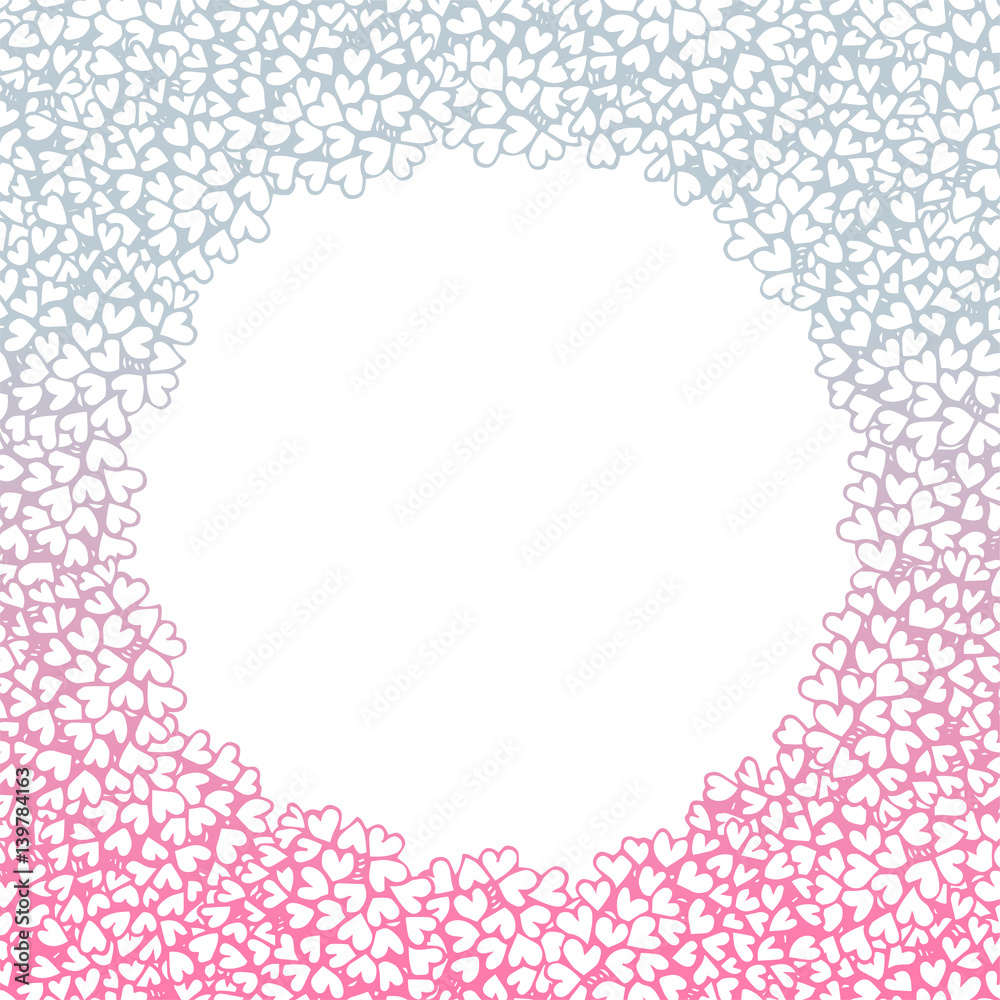 Heart flower bush pattern circle shape design pink purple gradients color illustration isolated on white background with copy space, vector eps10 Heart flower bush pattern circle shape design pink purple gradients color illustration isolated on white background with copy space, vector eps10