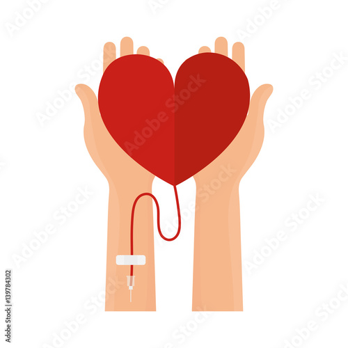 Fotografie, Tablou blood donation hand holding heart transfusion vector illustration eps 10