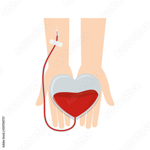 hands holding heart transfusion blood donation vector illustration eps 10