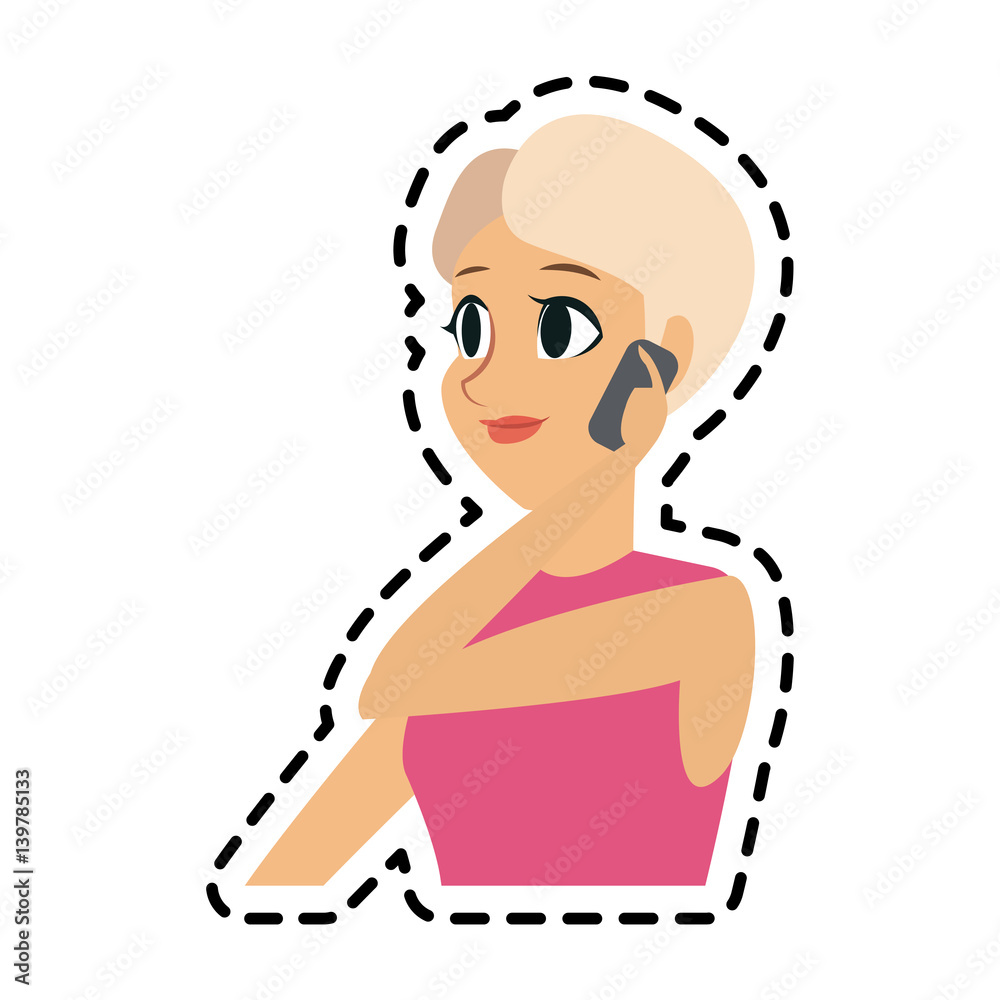 pretty young woman talking on the phone  icon image vector illustration design 