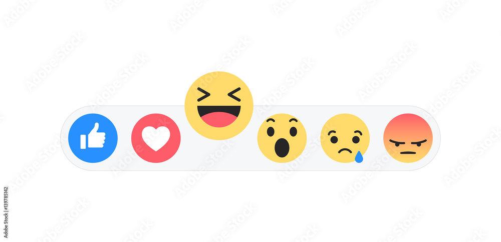 Set emoji like social icon. Button for expressing social smileys. Flat vector illustration EPS 10 Set emoji like social icon. Button for expressing social smileys. Flat vector illustration EPS 10
