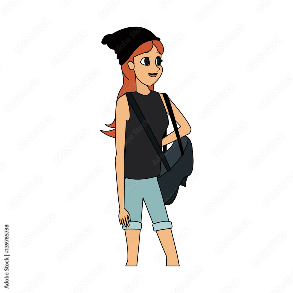 pretty young woman with beanie hat icon image vector illustration design pretty young woman with beanie hat icon image vector illustration design