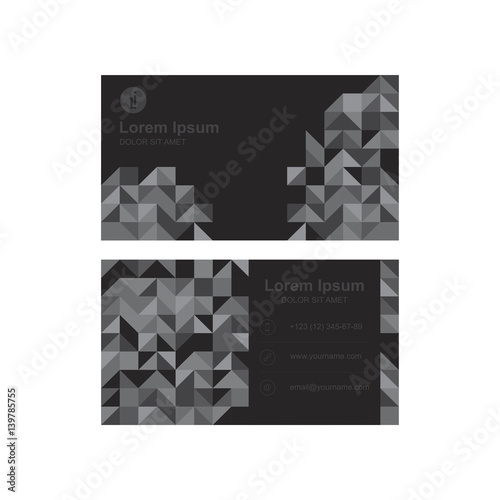 Template of a modern business card for business graphics. Card with a geometric pattern on the background. Flat vector illustration EPS 10