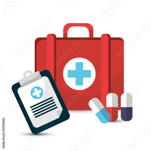 hospital prescription pill capsule suitcase icon