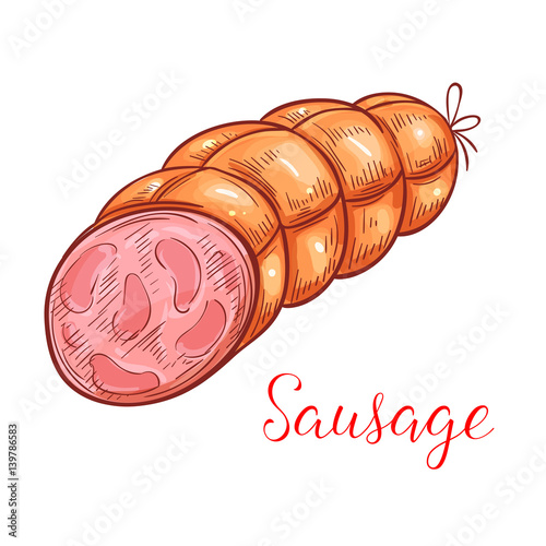 Sausage ham or bacon vector isolated icon