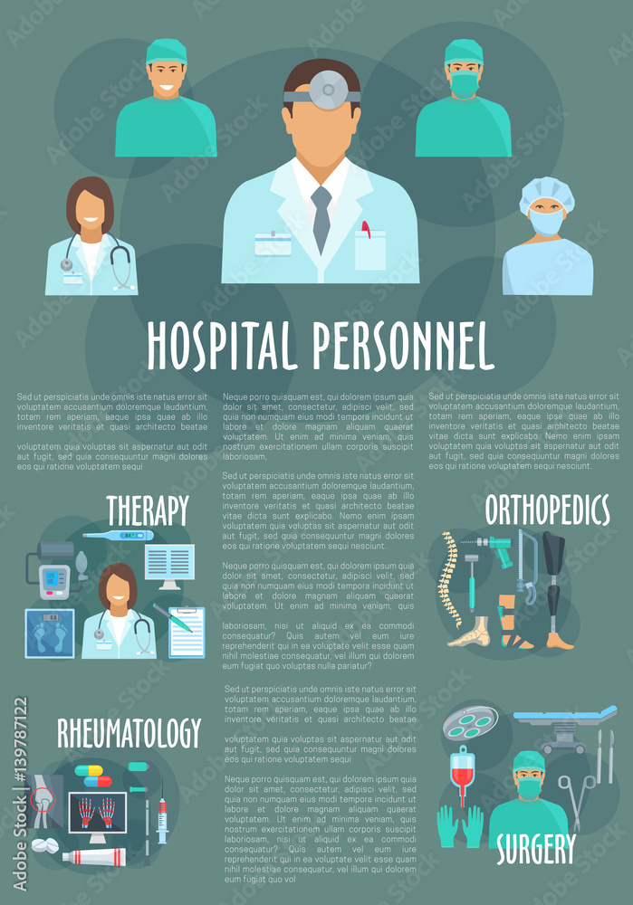 Medical or hospital personnel vector infographics Medical or hospital personnel vector infographics
