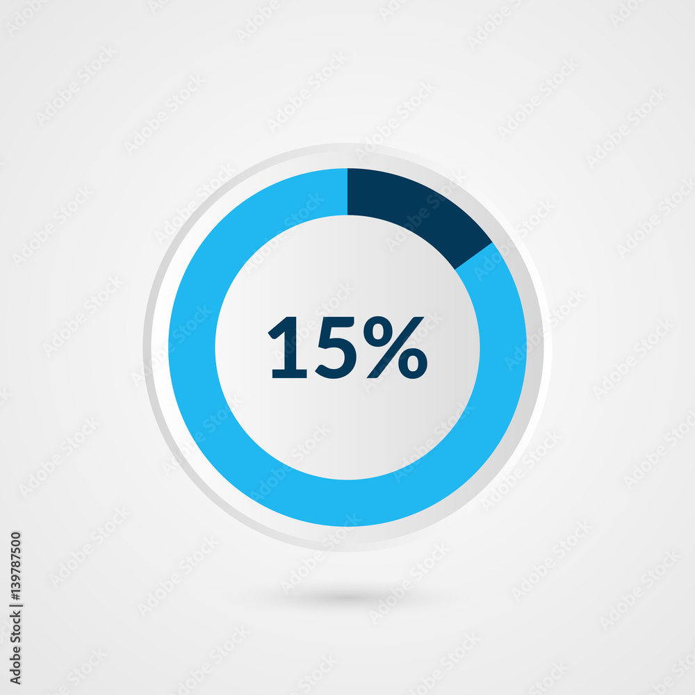 15 percent blue grey and white pie chart. Percentage vector infographics. Circle diagram business illustration 15 percent blue grey and white pie chart. Percentage vector infographics. Circle diagram business illustration