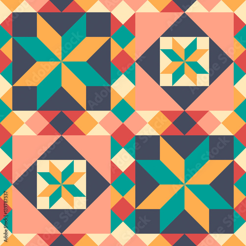 Seamless pattern in style of patchwork, vector.
