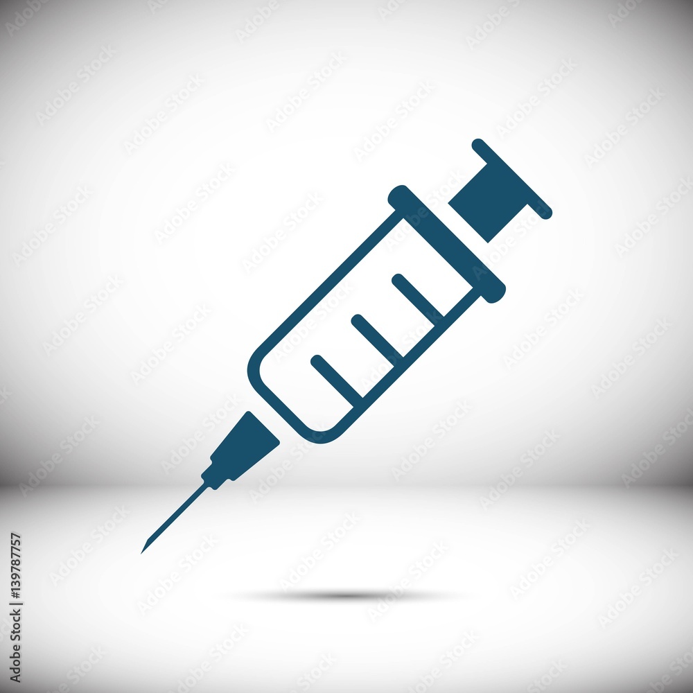 Injection syringe flat icon vector for medical apps and websites Injection syringe flat icon vector for medical apps and websites