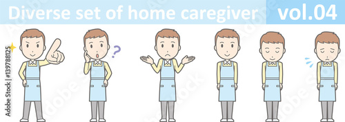 Diverse set of male home caregiver, EPS10 vol.04