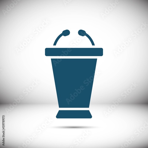 lectern with microphone icon stock vector illustration flat design
