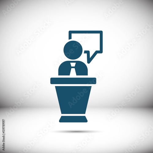 lectern with microphone icon stock vector illustration flat design
