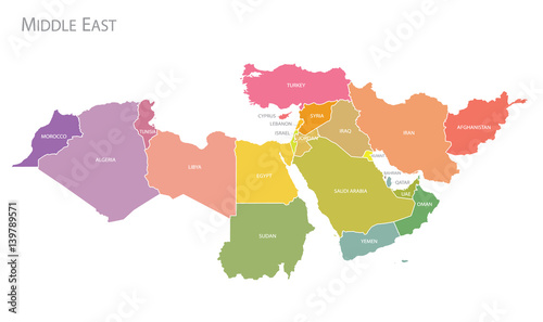 Map of Middle East. photo