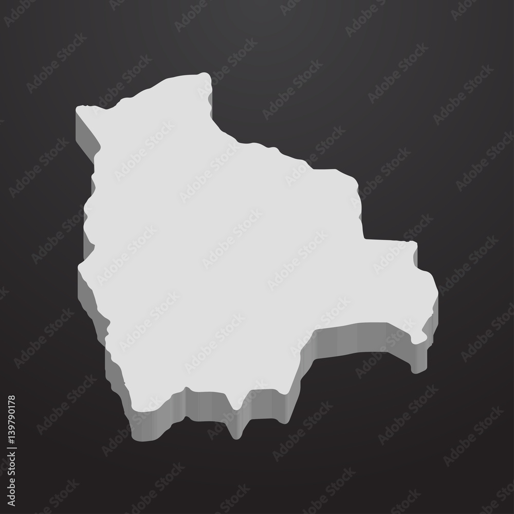 Fototapeta Bolivia map in gray on a black background 3d