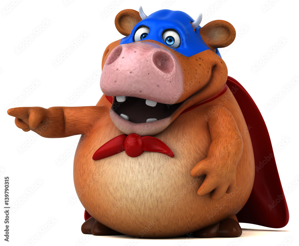 Naklejka premium Super cow - 3D Illustration