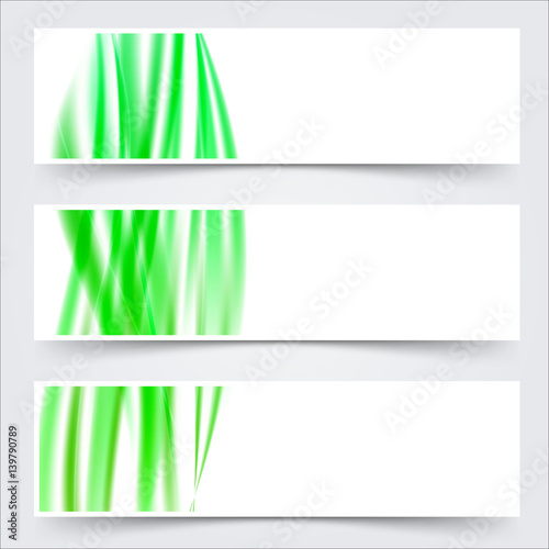 bright green header footer wave swoosh lines banner set