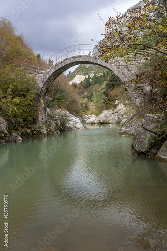 Photography historic Annibale bridge on titerno river matese park
