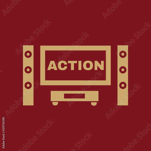 Action movie icon. TV and Home theater, cinema symbol. Flat design. Stock - Vector illustration