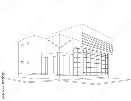 New house models wireframe vector design on a white background