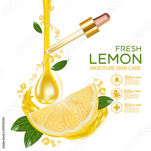 lemon fruit Serum Moisture Skin Care Cosmetic.