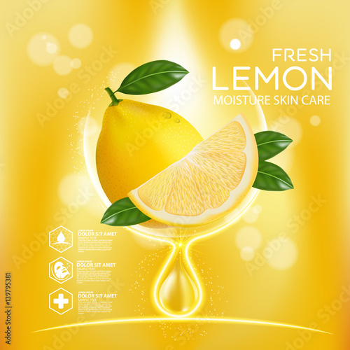 lemon fruit Serum Moisture Skin Care Cosmetic.