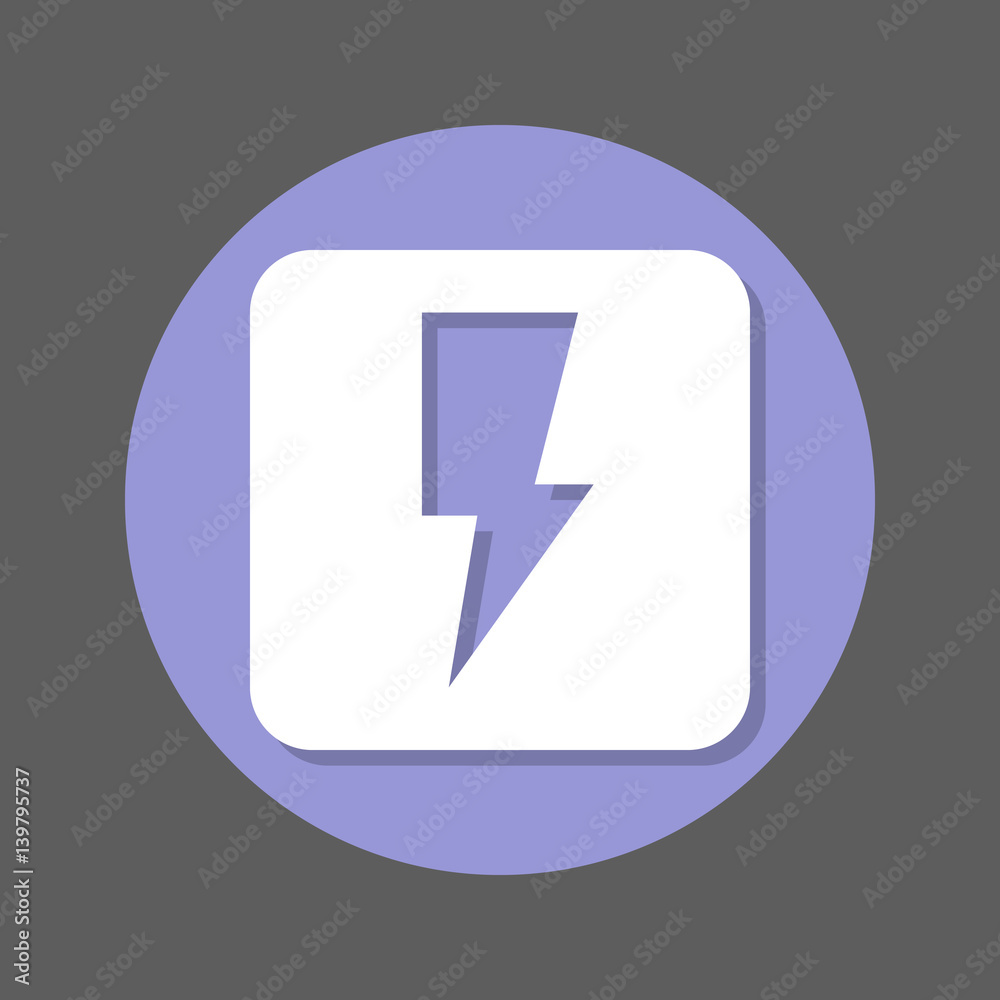 Electric power, lightning bolt flat icon. Round colorful button, circular vector sign with shadow effect. Flat style design Electric power, lightning bolt flat icon. Round colorful button, circular vector sign with shadow effect. Flat style design