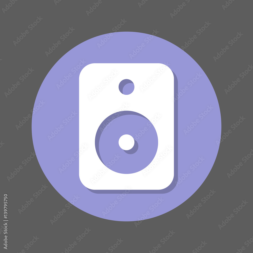 Sound speaker flat icon. Round colorful button, circular vector sign with shadow effect. Flat style design Sound speaker flat icon. Round colorful button, circular vector sign with shadow effect. Flat style design