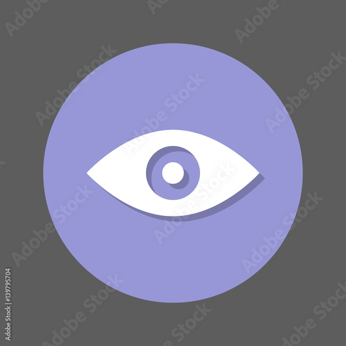 Eye, vision flat icon. Round colorful button, circular vector sign with shadow effect. Flat style design