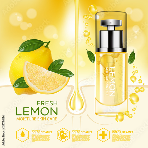 lemon fruit Serum Moisture Skin Care Cosmetic.