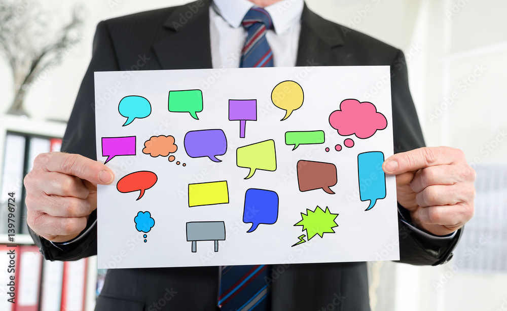 Communication concept shown by a businessman Communication concept shown by a businessman