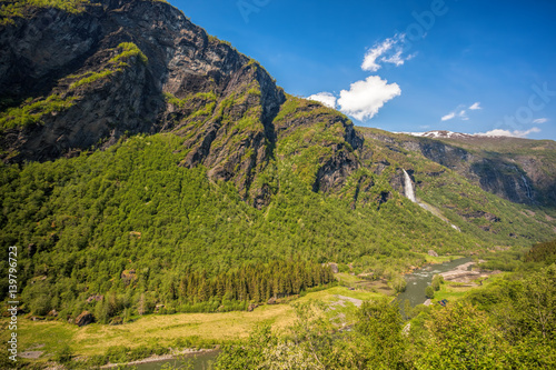 Waterfall near the Flam village in Norway