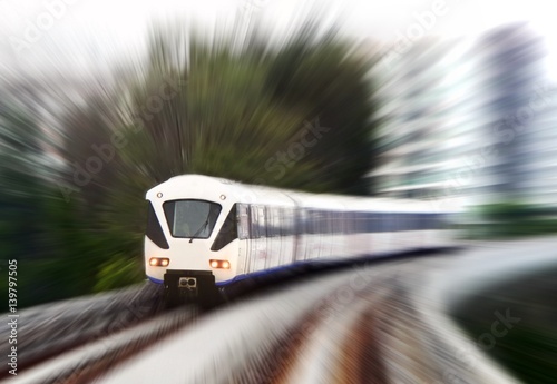 Light Rail Train in fast blurr motion