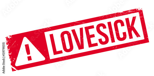 Lovesick rubber stamp. Grunge design with dust scratches. Effects can be easily removed for a clean, crisp look. Color is easily changed.