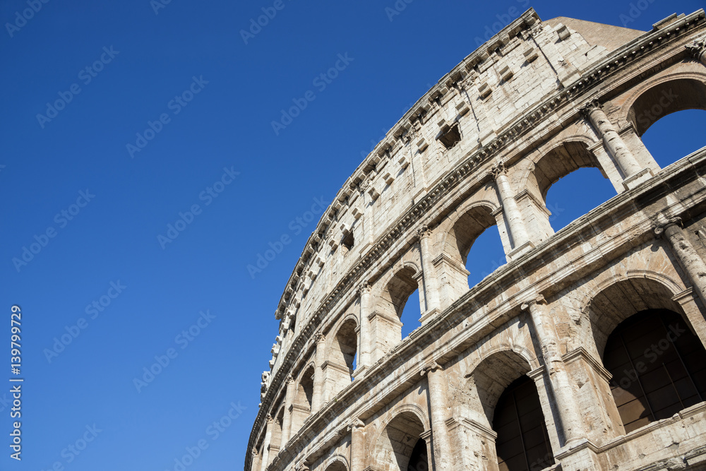 Coliseum outer ring with monumental arches in Rome