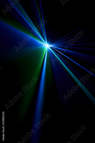 Laser beam blue on a black background