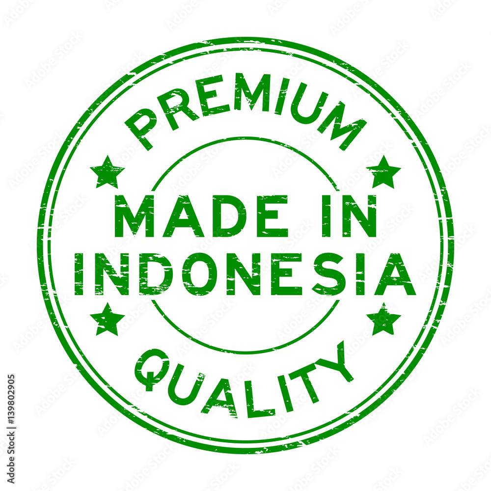 Grunge green premium quality made in Indonesia round rubber stamp