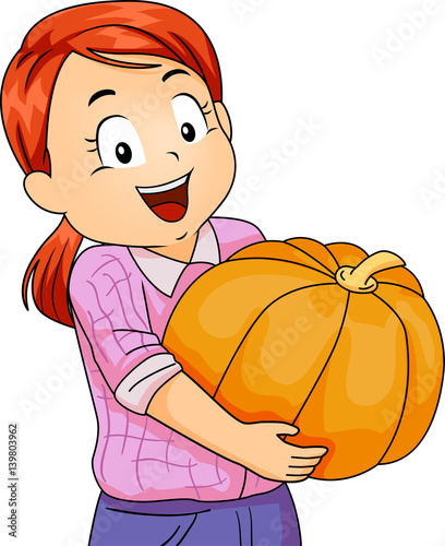 Kid Girl Squash Harvest