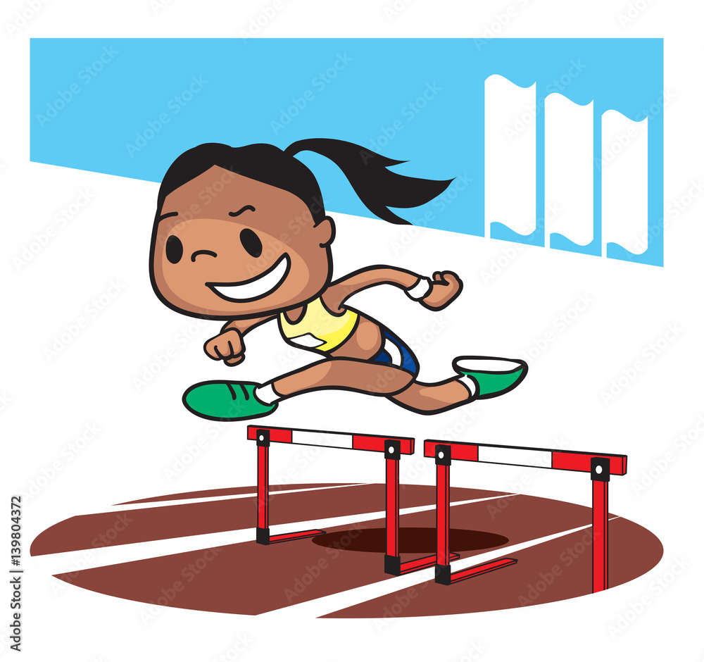 Hurdling race competition. Cartoon character. Vector illustration Stock  Vector | Adobe Stock