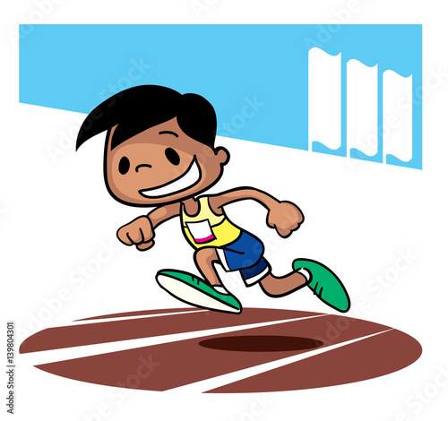 Sprint race competition. Cartoon character. Vector illustration