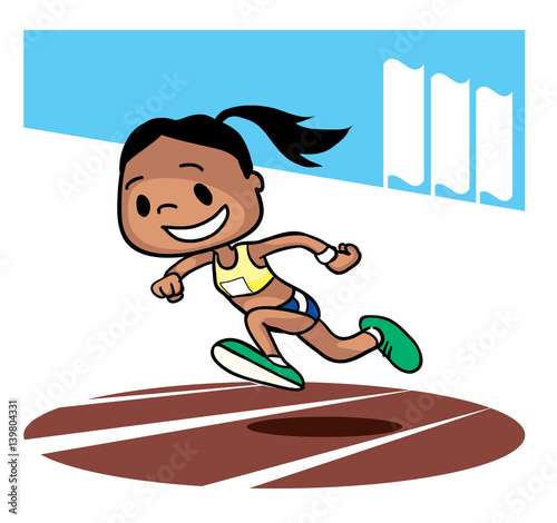 Sprint race competition. Cartoon character. Vector illustration