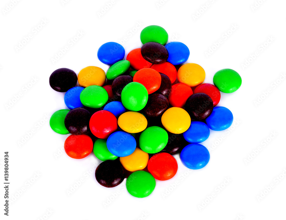 Colorful candy macro focus and blur back ground on white paper. Colorful candy macro focus and blur back ground on white paper.