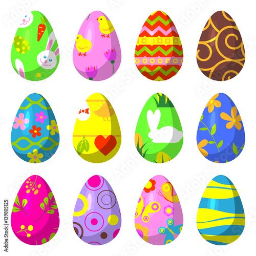 Easter eggs painted with pattern vector illustration.