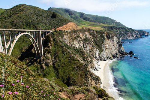 Biby bridge and the coast of California, USA