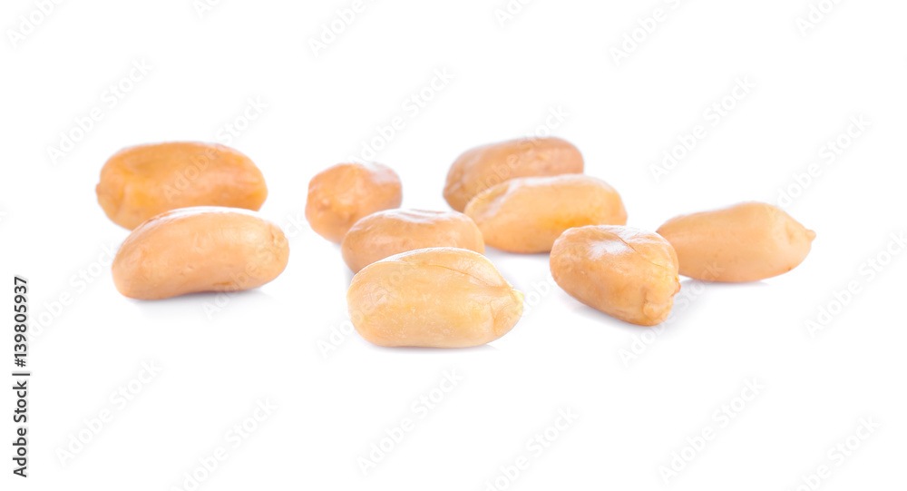 Processed peanuts closeup isolated on white background Processed peanuts closeup isolated on white background