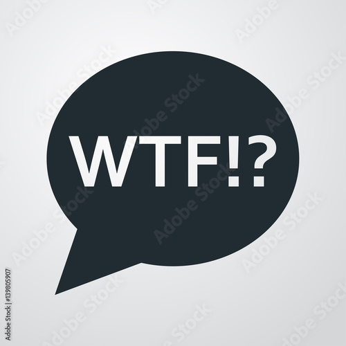 Icono plano burbuja WTF en fondo degradado