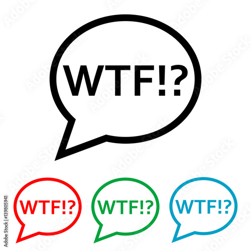 Icono plano linea burbuja WTF en varios colores